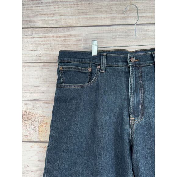 Lands' End Flannel‎ Lined Straight Leg Jeans Men's 38x32 Blue Dark Wash Denim - Picture 4 of 14